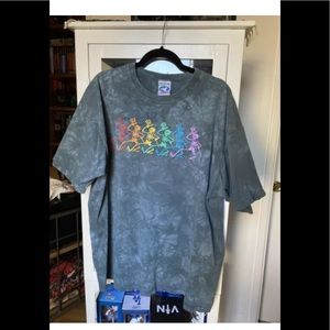 Vtg 1997 Grateful Dead Rainbow Dancing Skeletons Green Tie Dye Size XXL RARE